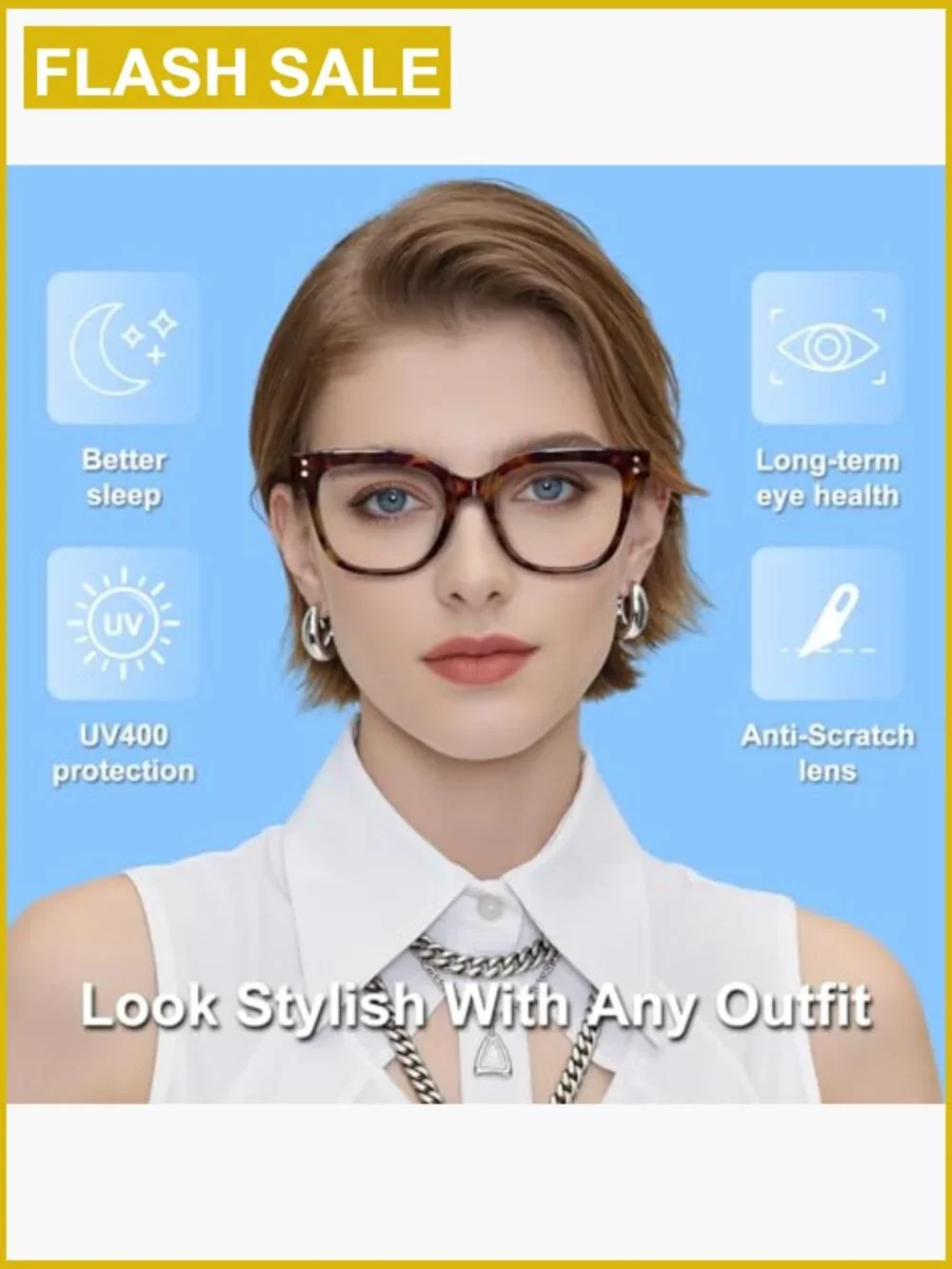 3 Pack Blue Light Blocking Glasses Oversized TR90 Computer Eyewear UV